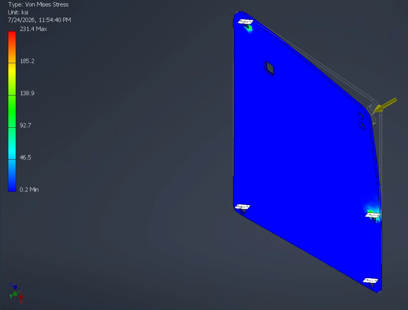 FEA stress plot of the top intake plate